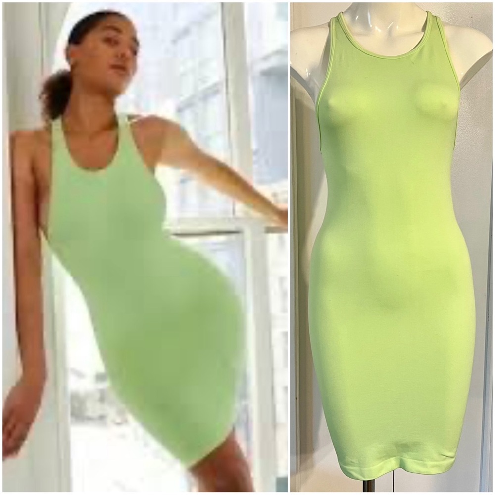 TNA Aritzia Kaplan Bodycon Lime Green Sleeveless Dress Size Small
